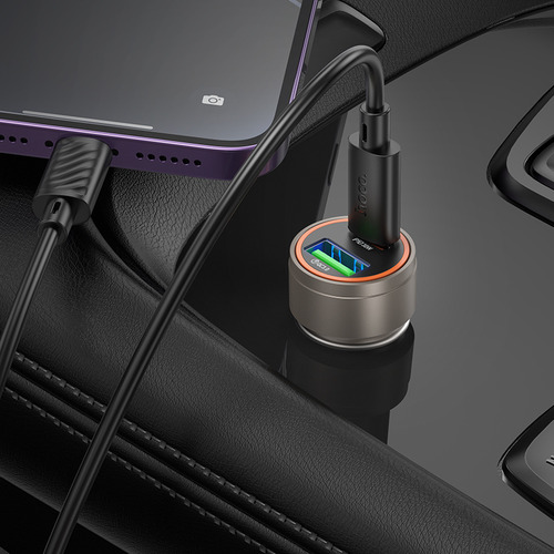 Hoco Cargador Auto Usb Y Usb-c Con Cable Para iPhone Z57a