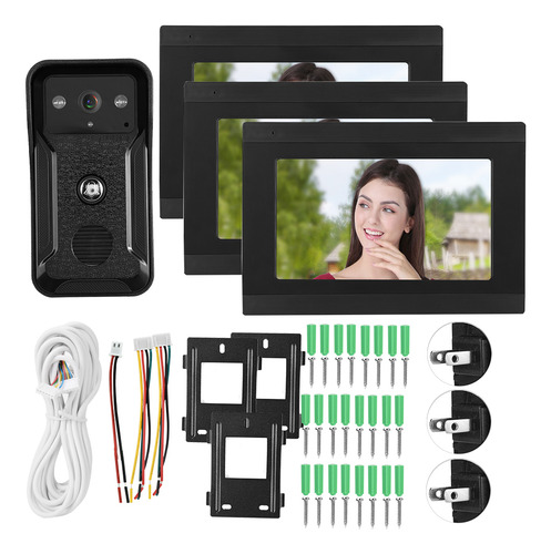Timbre Con Vídeo De 7 Pulgadas Con Cable, Wifi, 3 Monitores,