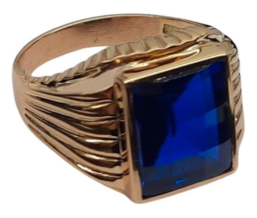 Anillo Sello Oro 18k Rectangular Hueco Con Piedra Gtia Unico