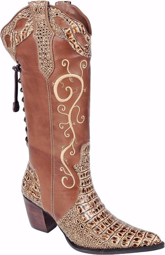 Bota Country Feminina Cano Longo Texana Rodeio Couro Rodeio | Mercado Livre