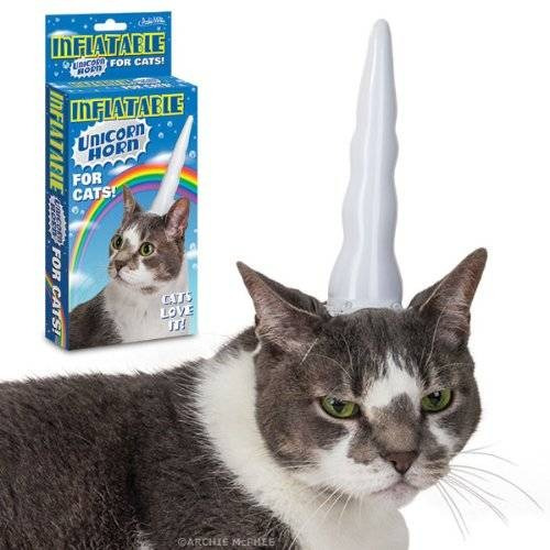 Pertrechos Inflable Del Cuerno Del Unicornio De Los Gatos