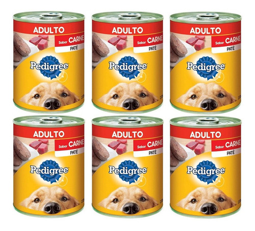 Comida Perro Pedigree Pate 340g (6 Unidades) Sabor Carne