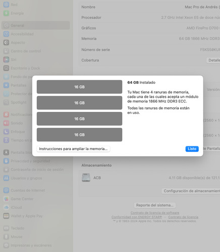 Macpro 2013 64gb Ram 6gb Firepro D700, Xeon E5 12 Núcleos (Usado)