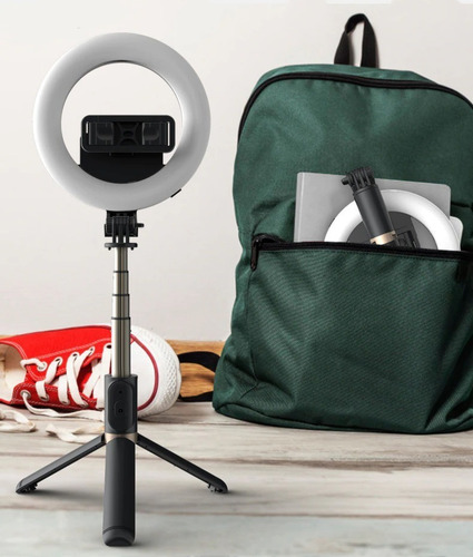 Imagen 9 de 10 de Palo Selfie Bluetooth Stick Celular Aro Luz Tripode 70 Cm