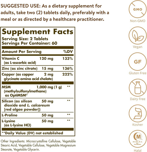 Solgar Skin, Nails & Hair, Advanced Msm Formula, 120 Tabl...
