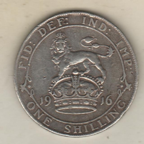 Gran Bretaña 1 Shilling De Plata 925 Año 1916 Km 816 - Vf+