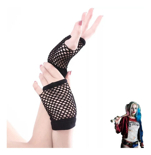 Imagen 2 de 6 de Accesorios Disfraz Harley Quinn Medias Malla + Guantes