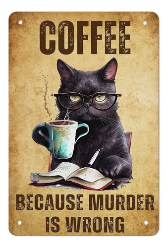 Kariteimo Poster De Metal Vintage Con Diseno De Gato Cafe Y