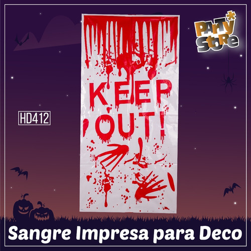Imagen 2 de 3 de Decoracion Para Puerta Sangre Impresa Halloween Cotillon