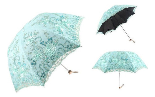 Guarda-chuva De Chuva De Renda Feminina Bordado Com Flores Cor Light Yellow
