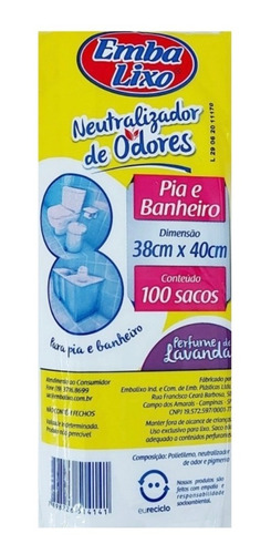 Saco De Lixo Embalixo Pia E Banheiro Neutraliza Odores