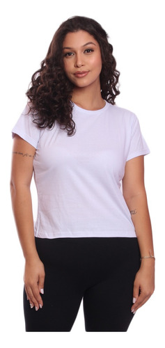 Blusa Feminina Camiseta Lisa Básica Algodão Baby Look