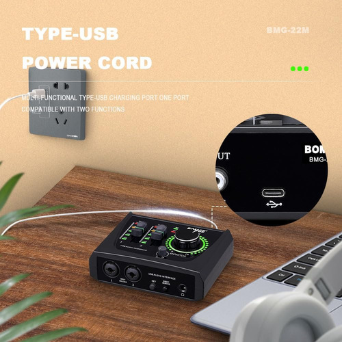 Interface De Áudio Usb Bomge Mini De 2 Canais Para E Com Fro