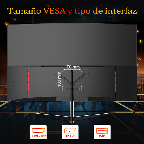 Monitor Gamer Curvo Fyhxele 27" 2K Qhd lcd 165Hz 1ms Hdmi/dp FreeSync Negro 127V