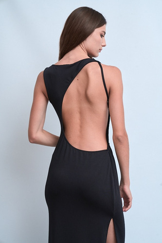 Vestido Largo Negro Espalda Descubierta