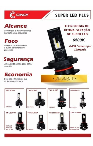 Imagem 2 de 6 de Kit Lâmpada Super Led Plus H7 + H27 6500k Cinoy 12000 Lumens