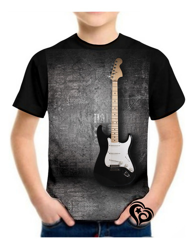 Camiseta Rock N Roll Masculina Infantil Blusa Guitarra Est2