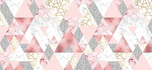 Triangulos Textura Rose Gold Lienzo Canvas Cuadro Decorativo