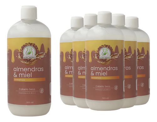 Shampoo Capilar De Almendras Dulces & Miel (500ml) 6 Pack