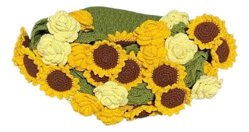 Manta A Crochet,ramo Verde Claro Lisa