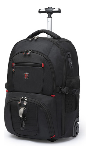 Mochila Executiva Rodinhas Notebook Swissport Reforçada Cor Preto