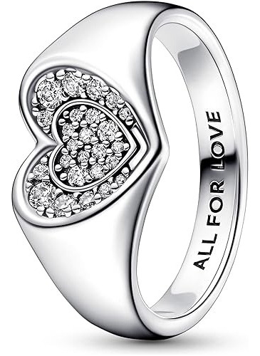 Anillo Pandora Sello Corazon Radiante En Pave