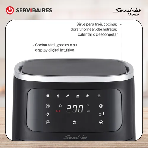 Freidora De Aire Sin Aceite Smart-tek Af2040 Air Fry 4 Lts