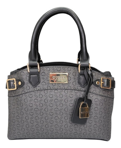 Bolsa Gues Sg948505 Nueva 100 % Original Con Etiqueta Negro Estampado Oro Negro