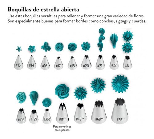 Imagen 3 de 7 de Pico Estrella Abierta 20 Wilton Picos Reposteria Titanweb