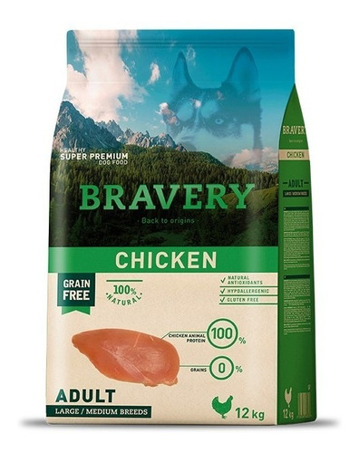 Bravery Chicken Adulto Large/medium Breeds 12kg