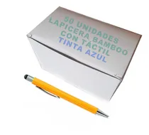 Comprar Lapicera Bambú C\u002Ftáctil Ideal Grabado Láser Tinta Azul 50 U.