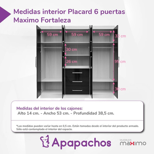 Ropero Máximo Fortaleza 6 Puertas De Melamina Chocolate/maple