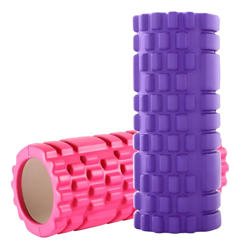 Rodillo Foam Roller 33cm Espuma Yoga Masajeador Grabado Color Violeta