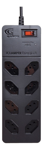 Filtro De Linha Com Dps Iclamper Energia 8 Tomadas Régua Com Preto