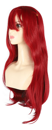 / Peluca Larga Roja Para Cosplay, Pelucas Rectas Bang