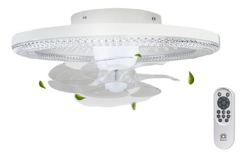 Ventilador De Techo Lampara Led Blanco Moderno 18 Pulgadas Cantidad de aspas 5 Diámetro 40 cm Material de las aspas Plástico