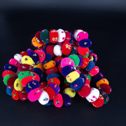 3 Coleros Norteño Andino: Pompón De Lana Peruana P/ Regalar Multicolor Pompón