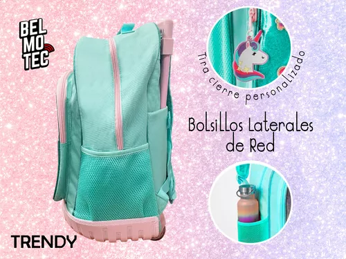 Mochila Colegio Mujer Niña Rueditas Manija Ruedas Refordazas Color 27345  Rosa