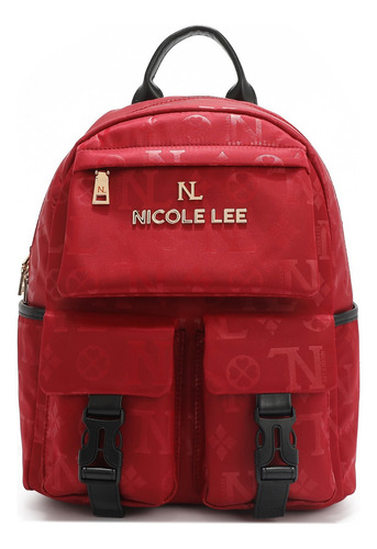 Mochila De Nicole Lee De Nylon Con Solapa Ss25 Color Rojo Diseño de la tela Red