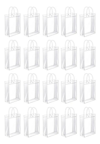50 Bolsas De Regalo De Pvc Transparente Con Asas De Plástico