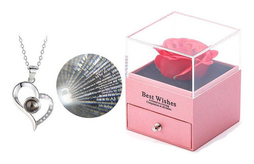 Caja De Regalo De Imitación Rosa Con Pulsera De Cristal, Ros