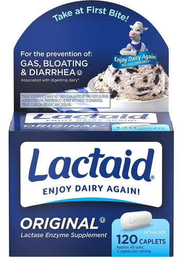 Lactaid Original Strength Lactase Enzyme Caplets 120 Count