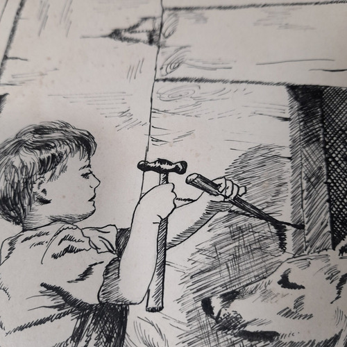 Imagem 6 de 7 de Pintura Desenho Bico De Pena Nanquim Datado 1953 Antigo