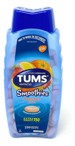 Tums Antiácido. 250 Cápsulas Masticables. Importado