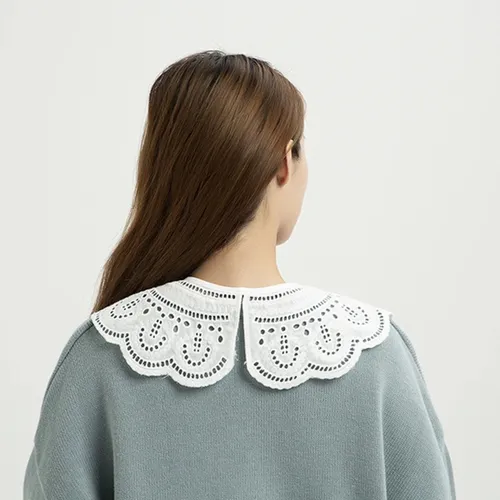 Mantón De Encaje Blanco Con Cuello Falso Y Volantes Ahuecado