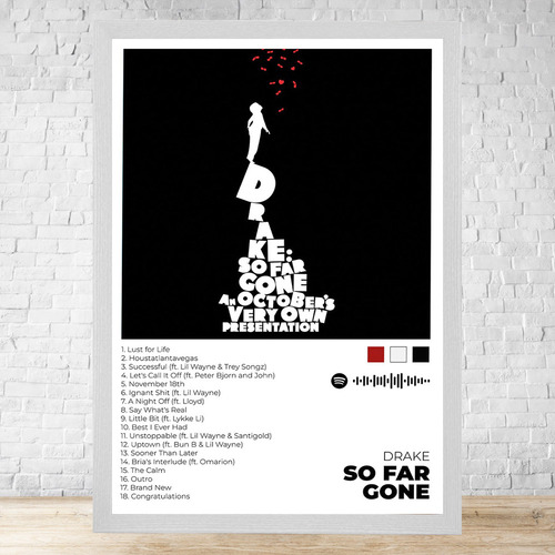 Cuadro So Far Gone 30x40 Con Vidrio Y Marco Madera C192 Blanco Clasico