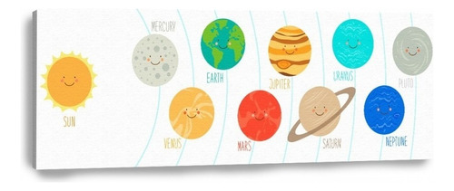 Cuadro Decorativo Para Cuarto Niños Planetas Sistema Solar Color Multicolor Armazón N/a