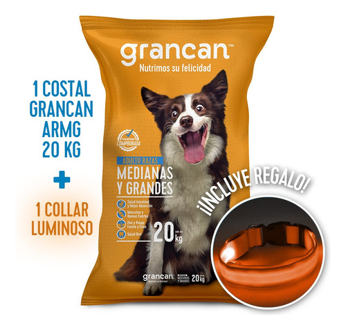 Croquetas Grancan perro adulto 20kg incluye collar luminoso