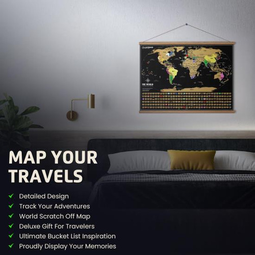 Landmass Póster Del Mapa Del Mundo Para Rascar De 17 X 24 De