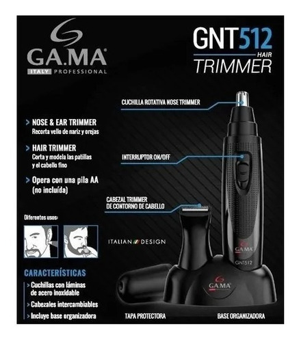 Imagen 5 de 8 de Trimmer Para Nariz Y Oido Bigote Patillas Gama Gnt512
